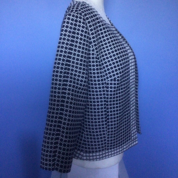 Laundry by Shelli Segal Navy Blue and White Checkered Blazer Size 8 - Picture 3 of 6